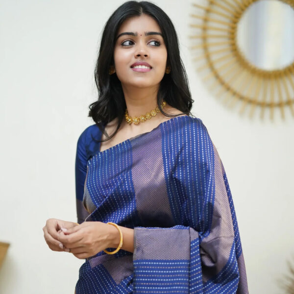 Navy Blue Semi Silk Saree