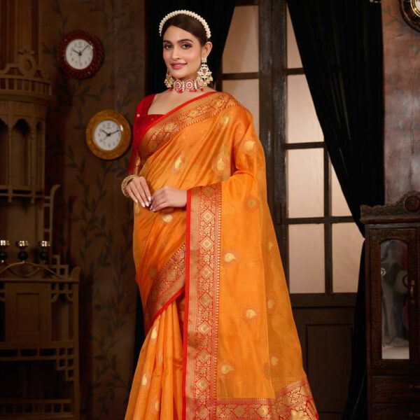 ORANGE WOVEN ART SILK SAREE